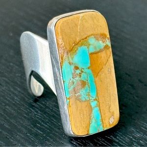 Earth tone turquoise ring